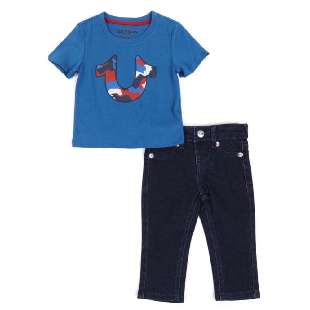 True Religion 2 Piece Camo Tee & Denim Jean Set